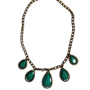 Chic Gold Chain Necklace with Teal Pendants